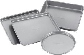 img 4 attached to 🍞 Набор посуды Farberware Bakeware для тостера с антипригарным покрытием - 4 предмета для выпечки в сером цвете.