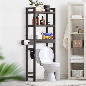 img 3 attached to 🏞️ Purbambo 3-Tier Bamboo Over-The-Toilet Shelf Organizer with Toilet Paper Holder, 3 Hooks - Space Saver for Bathroom, Laundry, Balcony, Porch