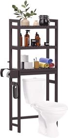 img 4 attached to 🏞️ Purbambo 3-Tier Bamboo Over-The-Toilet Shelf Organizer with Toilet Paper Holder, 3 Hooks - Space Saver for Bathroom, Laundry, Balcony, Porch