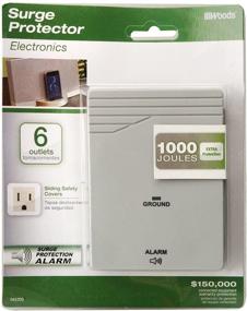 img 1 attached to Woods 041203 6-Outlet Side Entry Surge Protector Wall Adapter with 1000 Joules Protection - Light Grey