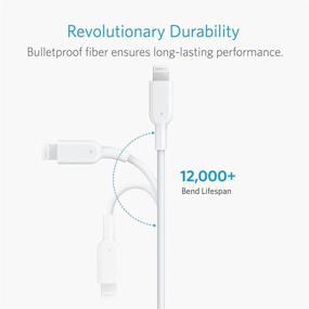 img 2 attached to Anker Powerline II Lightning Cable (10ft), MFi Certified Charger for iPhone X/8/7/6/5s, iPad 8 - Durable & White