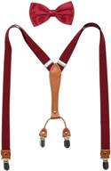 👔 biotetri burgundy leather adjustable suspenders: optimal men's accessory for ties, cummerbunds, & pocket squares logo