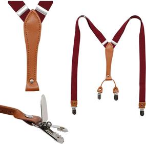 img 3 attached to 👔 Biotetri Burgundy Leather Adjustable Suspenders: Optimal Men's Accessory for Ties, Cummerbunds, & Pocket Squares