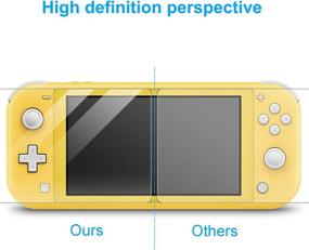 img 1 attached to 🟨 Crystal Clear Cover Case for Switch Lite - Slim PC Protective Case with Glass Screen Protector & 8 Thumb Grips Caps (Yellow)