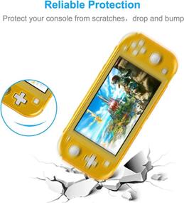 img 3 attached to 🟨 Crystal Clear Cover Case for Switch Lite - Slim PC Protective Case with Glass Screen Protector & 8 Thumb Grips Caps (Yellow)