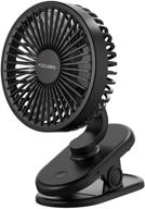 🌬️ stay cool anywhere with fthinkup clip on fan - truly quiet & portable mini desk stroller fan with 3 speeds & 270° rotation - battery powered usb - ideal for stroller, camping, or gym treadmill - black logo