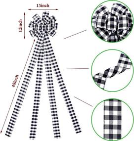 img 2 attached to Large Black and White Buffalo Plaid Tree Topper - 48 x 13 Inches - Checked Toppers Bow for Crafts, Party, Festival Ornaments - Big Decorative Bows, Wreath Bow