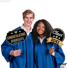 img 1 attached to 🎓 DIY Glitter Graduation Photo Booth Props 2021 - 21 Pcs, Black and Gold Graduation Decorations, Congrats Grad Party Pose Signs, Class of 2021 Picture Props