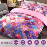 🧜 enjohos girls bedding set - purple blue mermaid scale design with 3d sparkly gold lines - super soft and breathable - twin size (1 duvet cover + 2 pillowshams) logo