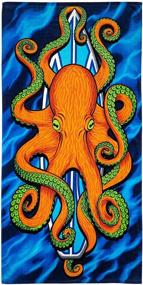 img 3 attached to 🐙 Octopus Surfboard Plush Cotton Towel: Super Soft Beach Bath Pool Essential