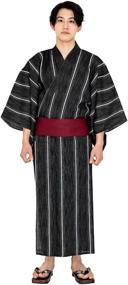 img 4 attached to Medium Black Men's Accessories Set - KYOETSU Yukata 4-Piece