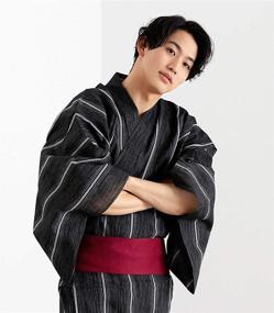 img 1 attached to Medium Black Men's Accessories Set - KYOETSU Yukata 4-Piece