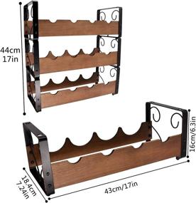 img 2 attached to 🍷 3 Tier Stackable Wine Rack: Rustic Freestanding Holder for Organized Storage, Holds 12 Bottles, Countertop Space Saver - Wood & Iron Liquor Rack