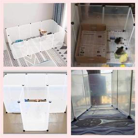 img 2 attached to 🐾 Portable Resin Small Pet Playpen: 12-Panel Cage with Carpet Mat for Puppy, Kitten, Bunny, Guinea Pig, Hamster & Hedgehog