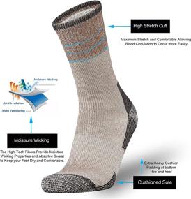 img 1 attached to 🧦 Moisture Wicking Merino Wool Outdoor Hiking Crew Socks for Men - Extra Thermal Cushioning