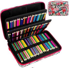 img 4 attached to Premium Pencil Storage Case - 240+ Colored Pencils Holder, Pencil Bag for Prismacolor, Watercolor, Faber Castell & ARTEZA Colored Pencils Set - Flower Design