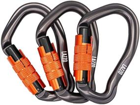 img 4 attached to Lazzo 3 Pack Twist Lock Climbing Carabiner Clips - Auto Locking, Heavy 🧗 Duty, Perfect for Climbing, Rappelling, Dog Leash - D Shaped 4.21 Inch, Large Size, Orange