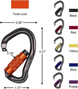 img 3 attached to Lazzo 3 Pack Twist Lock Climbing Carabiner Clips - Auto Locking, Heavy 🧗 Duty, Perfect for Climbing, Rappelling, Dog Leash - D Shaped 4.21 Inch, Large Size, Orange