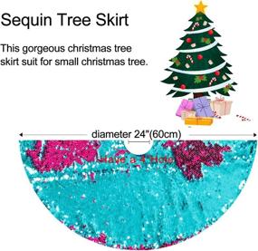 img 1 attached to 🎄 24-Inch Glittery Sequin Tree Skirt: Turquoise to Fuchsia Color Changing Mermaid Christmas Home Decor