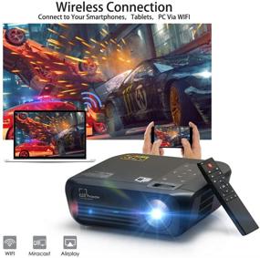 img 1 attached to 🎥 CROSSMIND Full HD Projector, WiFi Smart Portable Projector, 5500 Lumens/200 Display/ Contrast 5000:1 Full HD Theater Projector with Wireless Mirror to iPhone/Android Phones,Black Knight, Native 1080p