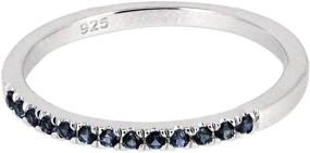 img 2 attached to 💎 Sophisticated Sterling Silver Half Eternity Band Ring with Genuine Ruby, Emerald, Sapphire, or Topaz