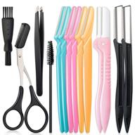 🔪 professional eyebrow razor kit | 14-in-1 dermaplane face razor for women | hair & peach fuzz remover | face shavers + eyebrow tweezers, scissors, clipper, spoolie brush logo