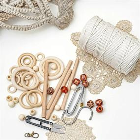 img 3 attached to 🌿 227pc Macrame Wall Hanging Kit - Complete Macrame Plant Hanger Set with 225y Macrame Cord, 3mm Beads, Wood Dowels, Rings, and E-Book Guide. Perfect DIY Craft Kit for Beginners and Adults to Create Beautiful Hanging Plant Decor