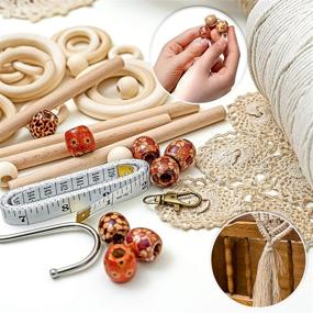 img 1 attached to 🌿 227pc Macrame Wall Hanging Kit - Complete Macrame Plant Hanger Set with 225y Macrame Cord, 3mm Beads, Wood Dowels, Rings, and E-Book Guide. Perfect DIY Craft Kit for Beginners and Adults to Create Beautiful Hanging Plant Decor