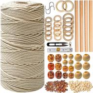 🌿 227pc macrame wall hanging kit - complete macrame plant hanger set with 225y macrame cord, 3mm beads, wood dowels, rings, and e-book guide. perfect diy craft kit for beginners and adults to create beautiful hanging plant decor logo