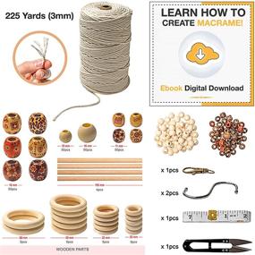 img 2 attached to 🌿 227pc Macrame Wall Hanging Kit - Complete Macrame Plant Hanger Set with 225y Macrame Cord, 3mm Beads, Wood Dowels, Rings, and E-Book Guide. Perfect DIY Craft Kit for Beginners and Adults to Create Beautiful Hanging Plant Decor