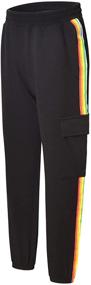 img 4 attached to Jogger Pocket Rainbow Striped Sweatpants Girls' Clothing and Pants & Capris