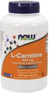 💪 now foods l-carnitine 500mg: purest form amino acid for fitness support - 180 veg capsules logo