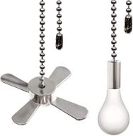 🔗 ceiling fan pull chain ornaments + extension chains with decorative light bulb and fan cord, 13.6 inches fan pull chain set for ceiling light lamp/fan chain, nickel finish logo