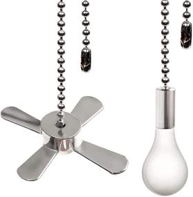 img 4 attached to 🔗 Ceiling Fan Pull Chain Ornaments + Extension Chains with Decorative Light Bulb and Fan Cord, 13.6 Inches Fan Pull Chain Set for Ceiling Light Lamp/Fan Chain, Nickel Finish