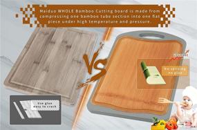 img 1 attached to Maiduo Large Bamboo Cutting Board - Organic Whole Bamboo Composite Chopping Board for Kitchen with Juice Groove and Handles for Meat, Fruits - BPA Free, Double Sided Use, 17 x 12.5inch