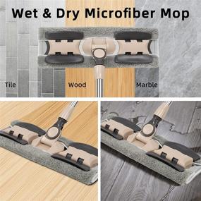 img 3 attached to 🧹 JR-MOV Professional Microfiber Hardwood Floor Mop Set with Stainless Steel Handle, 5 Reusable Washable Pads, Comb - Dry & Wet Cleaning for Wood, Laminate, Vinyl, Kitchen - Brown