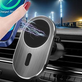 img 2 attached to 🚗 Magnetic Wireless Car Charger: Magsafe Mount Compatible, 15W Fast Charging for iPhone 13/12 Pro Max/Pro/12 - Air Vent/Dashboard, 2-in-1