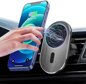 img 4 attached to 🚗 Magnetic Wireless Car Charger: Magsafe Mount Compatible, 15W Fast Charging for iPhone 13/12 Pro Max/Pro/12 - Air Vent/Dashboard, 2-in-1