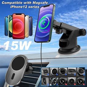 img 3 attached to 🚗 Magnetic Wireless Car Charger: Magsafe Mount Compatible, 15W Fast Charging for iPhone 13/12 Pro Max/Pro/12 - Air Vent/Dashboard, 2-in-1