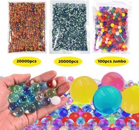 img 2 attached to 🌊 AINOLWAY Water Beads for Kids - 40000 Non Toxic Water Beads, Includes 80 Giant Water Beads, Sensory Bin Kit with 2 Spoons and 2 Tweezers, 12PCS Ocean Toy, 9 Cups, and 2 Inflatable Water Mats