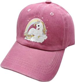 img 4 attached to 🦄 Cute Unicorn Hats for Girls: Adjustable Baseball Caps, Ages 3-12 - Waldeal