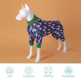 img 3 attached to 🐶 LovinPet Dog Christmas Pajamas: Funny Dog Costume for Festive Holiday, Soft Stretchy Fabric, A Gnome to FA La Navy Print - Big Dog Size - Pitbull Clothes for Christmas Party