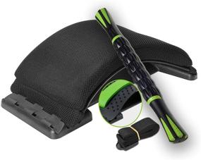 img 4 attached to 🟢 Ultimate Back Pain Relief Bundle: Back Stretcher Cushion Massager & Muscle Roller Stick for Athletes - Green