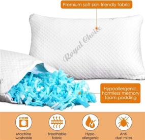 img 3 attached to Bamboo Sleeping Pillow Shredded Memory Foam Pillow 2 Pack: Adjustable Firm & Soft Bed Pillows for Side and Back Sleepers with Washable Removable Cover - Queen Size