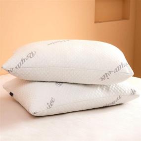 img 1 attached to Bamboo Sleeping Pillow Shredded Memory Foam Pillow 2 Pack: Adjustable Firm & Soft Bed Pillows for Side and Back Sleepers with Washable Removable Cover - Queen Size