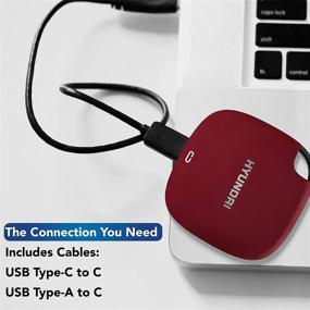 img 3 attached to Hyundai 2TB Fast External SSD Candy Apple RED, USB-C/USB-A, Dual Cable Included HTESD2048R - Ultra Portable Data Storage