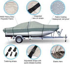 img 3 attached to 🚤 High Performance Waterproof Boat Cover for V-Hull Tri-Hull Runabouts Fishing Boats - GEARFLAG 600D Heavy Duty Marine Grade UV Resistant with Adjustable Side Straps (14'-16' Long, 600D)