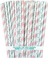 light silver paper straws stripe logo