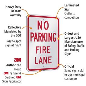 img 1 attached to 🚫 No Parking - Fire Lane" Reflective Aluminum Sign by SmartSign: 12" x 18" 3M Engineer Grade