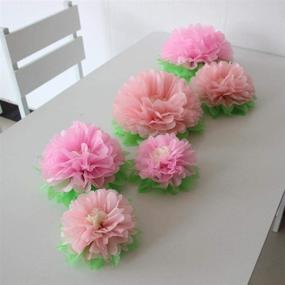 img 2 attached to 🌸 Mybbshower Assorted Pink Flowers Decoration (11''-7''): 6 pcs Artificial Tissue Paper Peony for Nursery, Bridal Shower, Baby Girl Birthday Tea Party Centerpieces